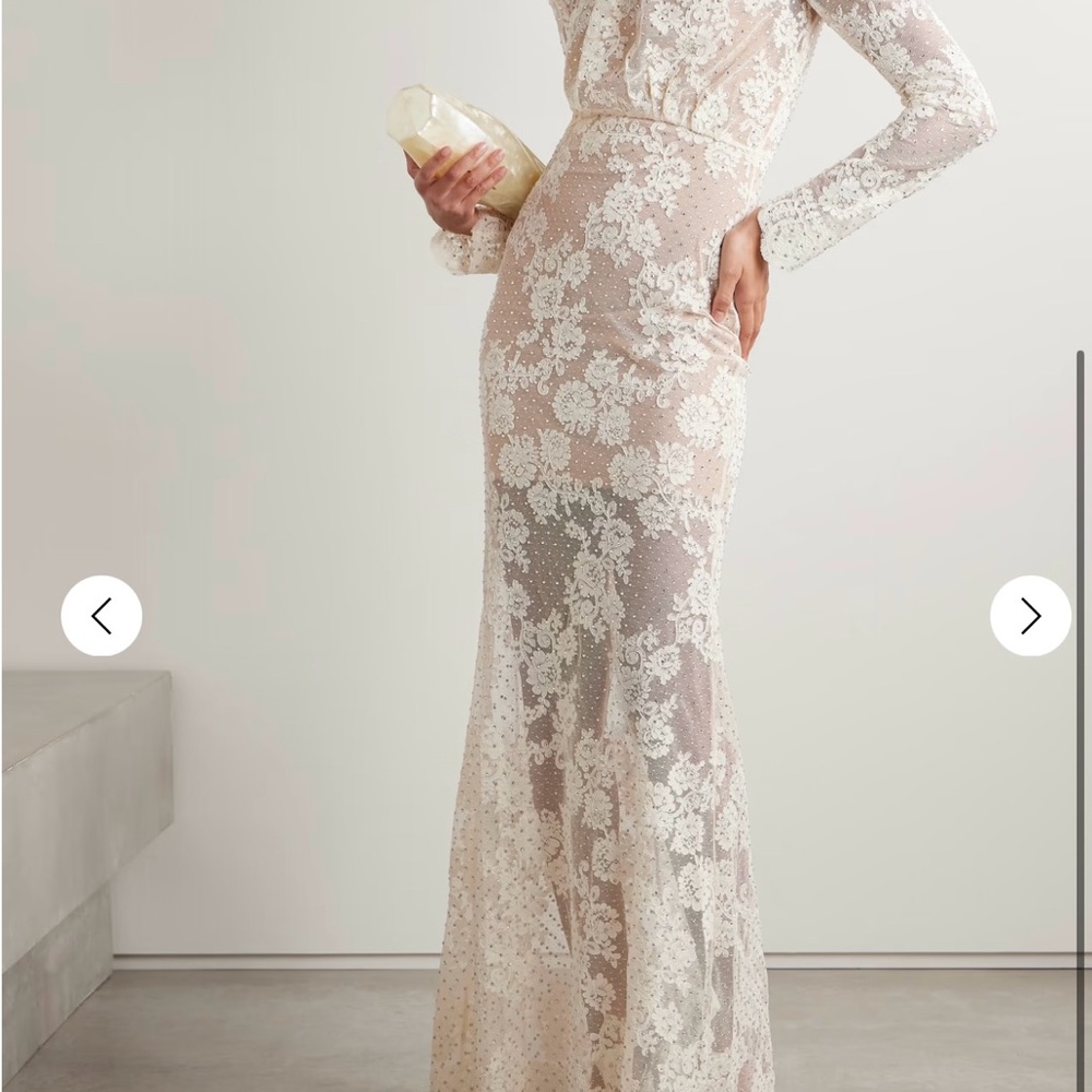Self-Portrait Elegant Cream Floral Lace Dress
